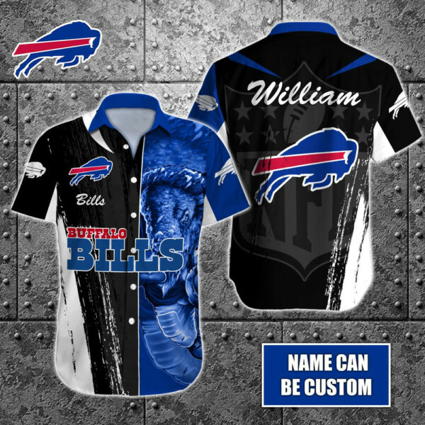 Sport-Team Buffalo Bills Custom Name Special Half Tone Mascot Hawaiian Shirt Sport Team Aloha Shirt