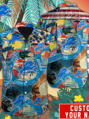 Sport-Team Detroit Lions Custom Name Special Vintage Style Hawaiian Shirt Sport Team Aloha Shirt