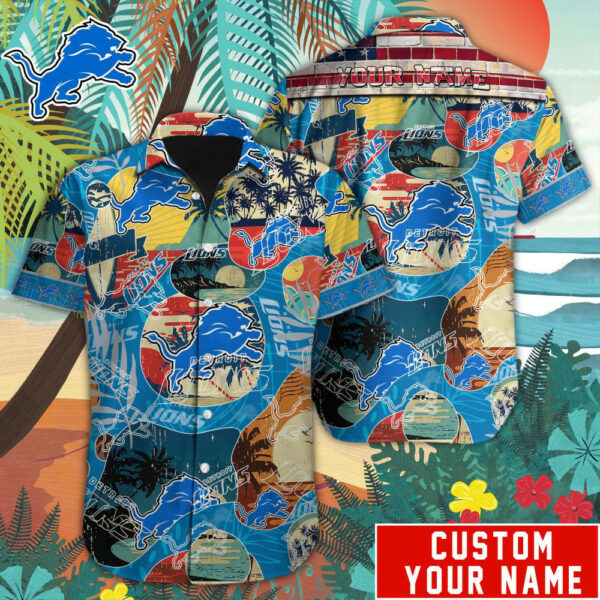 Sport-Team Detroit Lions Custom Name Special Vintage Style Hawaiian Shirt Sport Team Aloha Shirt