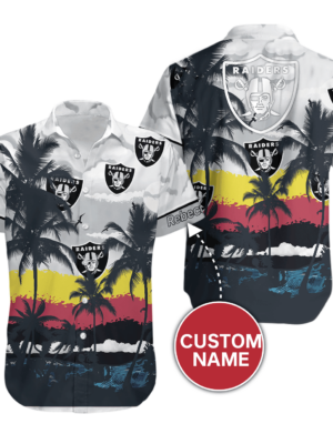 Sport-Team Las Vegas Raiders Custom Name Coconut Tree Hawaiian Shirt Sport Team Aloha Shirt