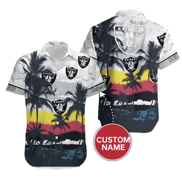 Sport-Team Las Vegas Raiders Custom Name Coconut Tree Hawaiian Shirt Sport Team Aloha Shirt