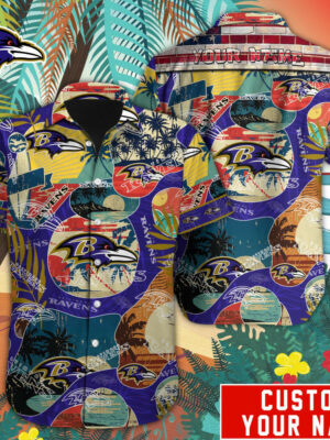 Sport-Team Baltimore Ravens Custom Name Special Vintage Style Hawaiian Shirt Sport Team Aloha Shirt