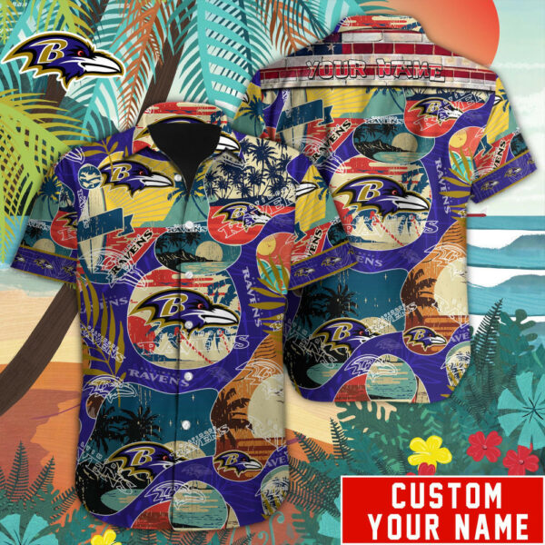 Sport-Team Baltimore Ravens Custom Name Special Vintage Style Hawaiian Shirt Sport Team Aloha Shirt