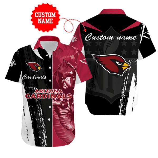 Sport-Team Arizona Cardinals Custom Name Special Half Tone Mascot Hawaiian Shirt Sport Team Aloha Shirt