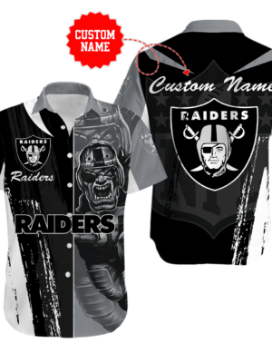 Sport-Team Las Vegas Raiders Custom Name Special Half Tone Mascot Hawaiian Shirt Sport Team Aloha Shirt