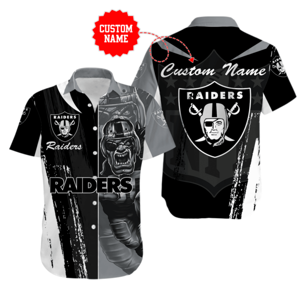 Sport-Team Las Vegas Raiders Custom Name Special Half Tone Mascot Hawaiian Shirt Sport Team Aloha Shirt