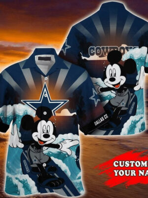 Sport-Team Dallas Cowboys Custom Name Mickey Surf Hawaiian Shirt Sport Team Aloha Shirt
