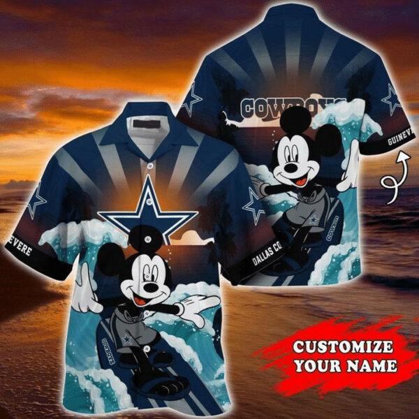 Sport-Team Dallas Cowboys Custom Name Mickey Surf Hawaiian Shirt Sport Team Aloha Shirt