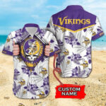 Sport-Team Minnesota Vikings Custom Name Skull Hawaiian Shirt Sport Team Aloha Shirt