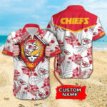 Sport-Team Kansas City Chiefs Custom Name Skull Hawaiian Shirt Sport Team Aloha Shirt