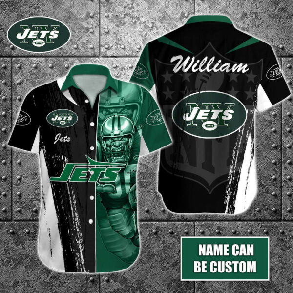 Sport-Team New York Jets Custom Name Special Half Tone Mascot Hawaiian Shirt Sport Team Aloha Shirt