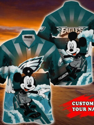 Sport-Team Philadelphia Eagles Custom Name Mickey Hawaiian Shirt Sport Team Aloha Shirt