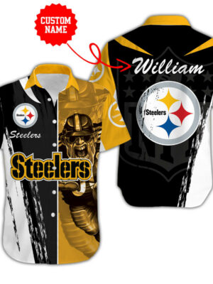 Sport-Team Pittsburgh Steelers Custom Name Special Half Tone Mascot Hawaiian Shirt Sport Team Aloha Shirt