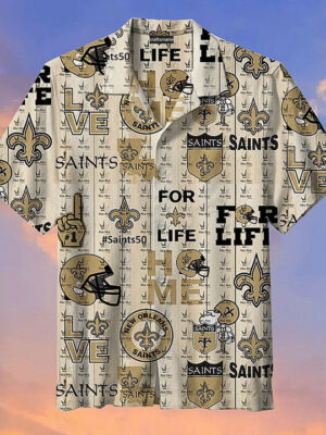 Sport-Team New Orleans Saints Golden Icon Logo Hawaiian Shirt Men Women Aloha Shirt