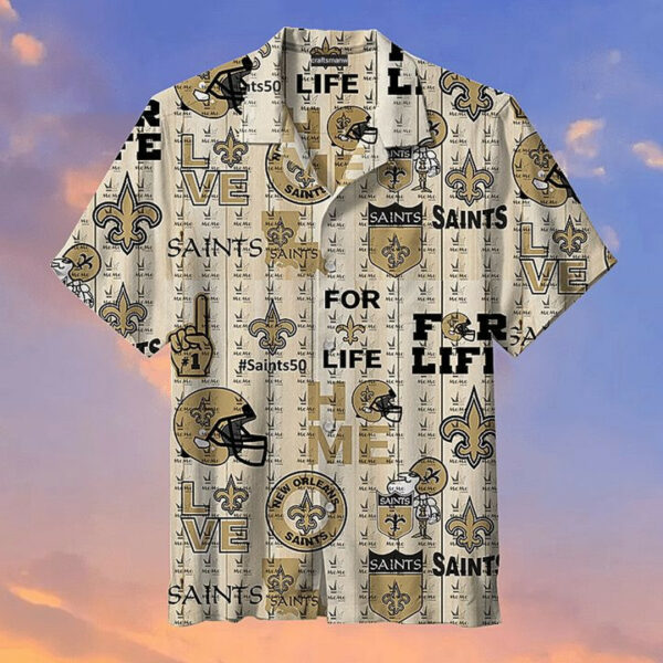 Sport-Team New Orleans Saints Golden Icon Logo Hawaiian Shirt Men Women Aloha Shirt