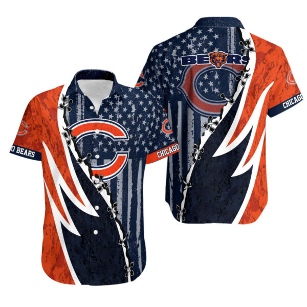 Sport-Team Chicago Bears Swing In Orange Dark Blue Stars Hawaiian Shirt Men Women Aloha Shirt