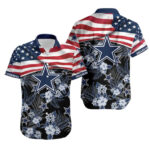 Sport-Team Dallas Cowboys American Flag Flower Hawaiian Shirt Men Women Aloha Shirt