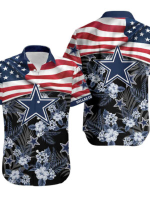 Sport-Team Dallas Cowboys American Flag Flower Hawaiian Shirt Men Women Aloha Shirt