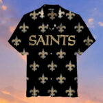 Sport-Team New Orleans Saints Black Logo Big Text Hawaiian Shirt Men Women Aloha Shirt