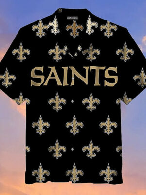 Sport-Team New Orleans Saints Black Logo Big Text Hawaiian Shirt Men Women Aloha Shirt
