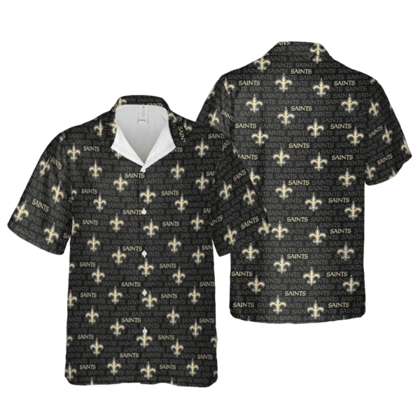 Sport-Team New Orleans Saints Black Golden Multi Small Logo Hawaiian Shirt Men Women Aloha Shirt