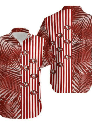 Sport-Team San Francisco 49ers Red Coconut Tree Leaf Hawaiian Shirt Men Women Aloha Shirt