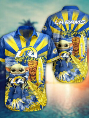 Sport-Team Los Angeles Rams Baby Yoda Style Hot Trends Summber Hawaiian Shirt V3 Men Women Aloha Shirt