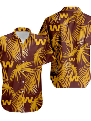 Sport-Team Washington Commanders Yellow Leaf Hawaiian Shirt Men Women Aloha Shirt