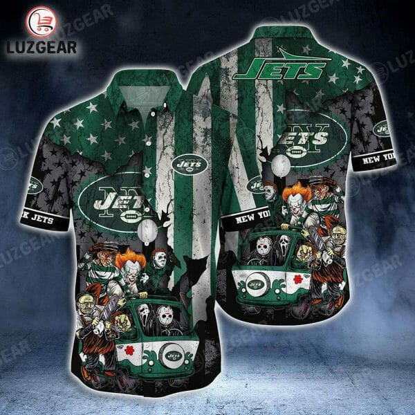 Sport-Team New York Jets Halloween Green Hawaiian Shirt Men Women Aloha Shirt