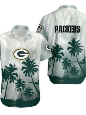 Sport-Team Green Bay Packers White Blue Tree Cloud Hawaiian Shirt Men Women Aloha Shirt