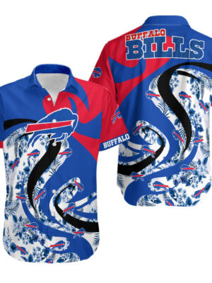 Sport-Team Buffalo Bills Blue Black Red Flower Tropical Hawaiian Shirt Men Women Aloha Shirt