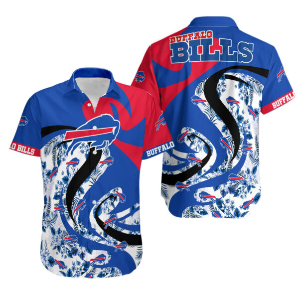 Sport-Team Buffalo Bills Blue Black Red Flower Tropical Hawaiian Shirt Men Women Aloha Shirt