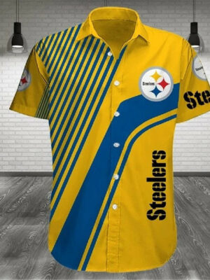 Sport-Team Pittsburgh Steelers Golden Blue Design Hawaiian Shirt Men Women Aloha Shirt