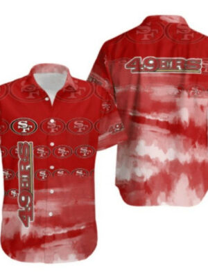 Sport-Team San Francisco 49ers Red Multi Logo Above River Hawaiian Shirt Men Women Aloha Shirt