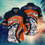 Sport-Team Chicago Bears Leaf Orange Curve Hawaiian Shirt Men Women Aloha Shirt