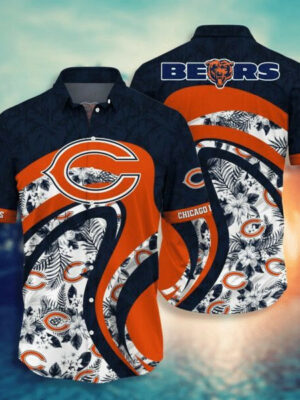 Sport-Team Chicago Bears Leaf Orange Curve Hawaiian Shirt Men Women Aloha Shirt