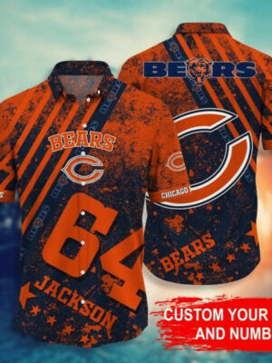 Sport-Team Chicago Bears Custom Name Number Orange Edition Hawaiian Shirt Men Women Aloha Shirt