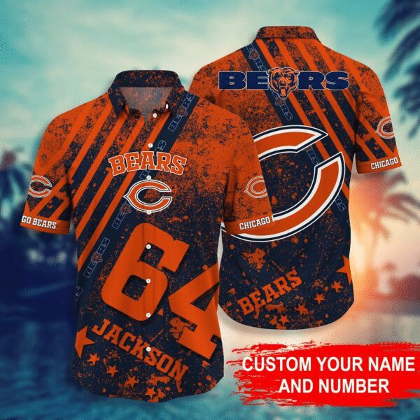 Sport-Team Chicago Bears Custom Name Number Orange Edition Hawaiian Shirt Men Women Aloha Shirt