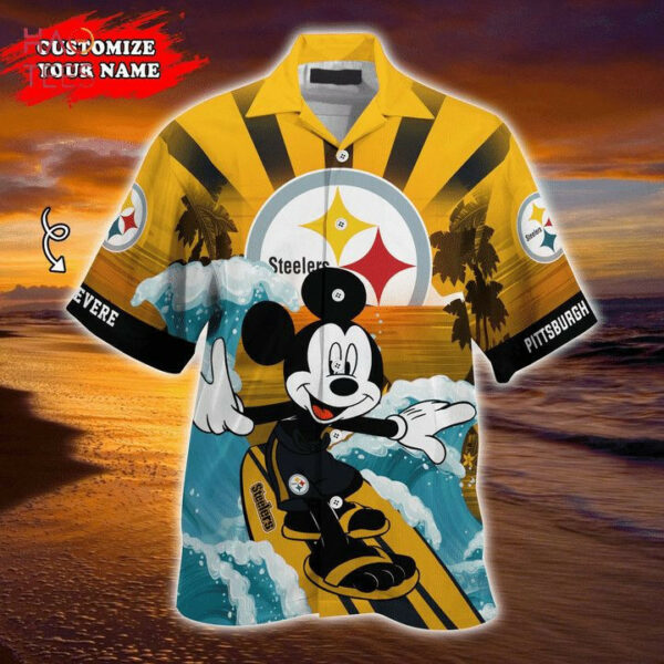 Sport-Team Pittsburgh Steelers Custom Name Mickey Mouse Hawaiian Shirt V2 Men Women Aloha Shirt