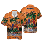 Sport-Team Chicago Bears Blue Parrot In Coconut Tree Hawaiian Shirt Men Women Aloha Shirt