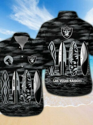 Sport-Team Las Vegas Raiders Black Silver Hawaiian Shirt Men Women Aloha Shirt