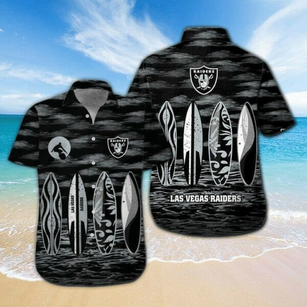 Sport-Team Las Vegas Raiders Black Silver Hawaiian Shirt Men Women Aloha Shirt