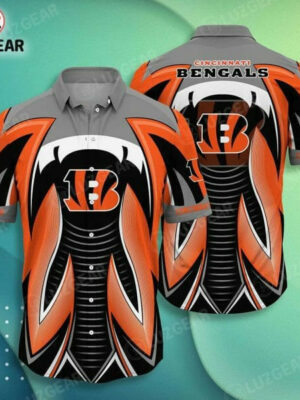 Sport-Team Cincinnati Bengals Orange Black Hawaiian Shirt Men Women Aloha Shirt