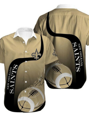 Sport-Team New Orleans Saints Golden Black Ball Hawaiian Shirt Men Women Aloha Shirt