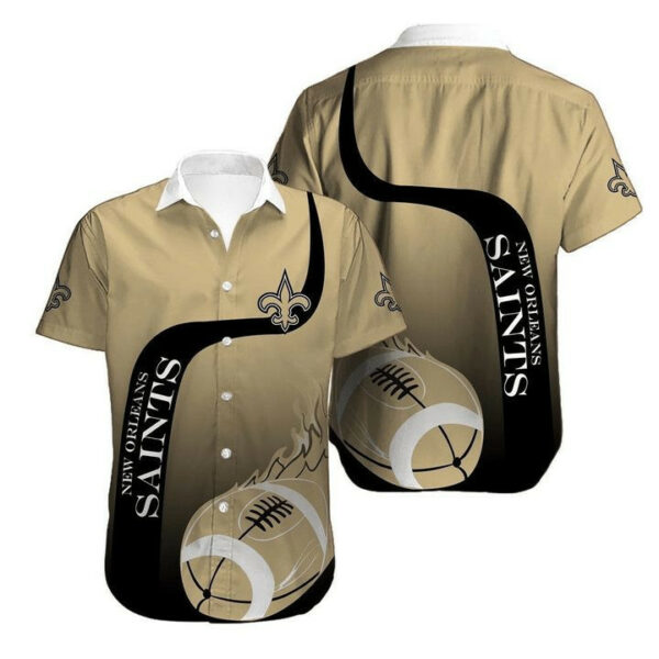 Sport-Team New Orleans Saints Golden Black Ball Hawaiian Shirt Men Women Aloha Shirt