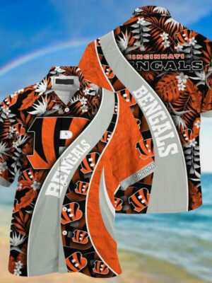 Sport-Team Cincinnati Bengals Orange Grey Hawaiian Shirt Men Women Aloha Shirt