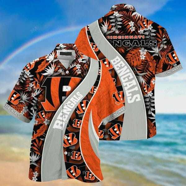 Sport-Team Cincinnati Bengals Orange Grey Hawaiian Shirt Men Women Aloha Shirt