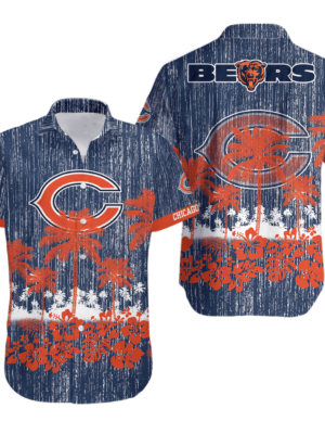 Sport-Team Chicago Bears Orange Flower In Rain Hawaiian Shirt Men Women Aloha Shirt