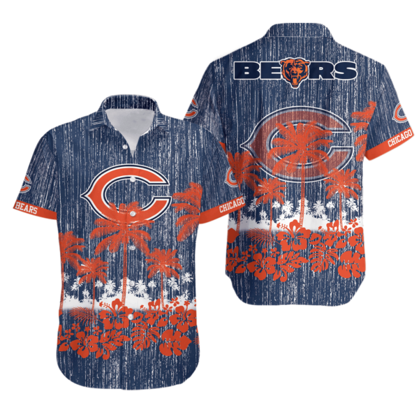 Sport-Team Chicago Bears Orange Flower In Rain Hawaiian Shirt Men Women Aloha Shirt