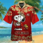 Sport-Team San Francisco 49ers Red Snoopy In Beach Hawaiian Shirt Men Women Aloha Shirt